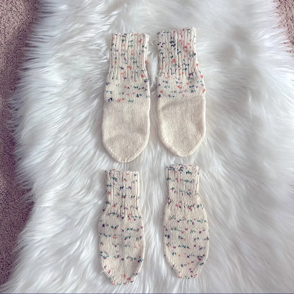 Handmade Ribbed Knit Winter Woolen Socks - 2 pairs